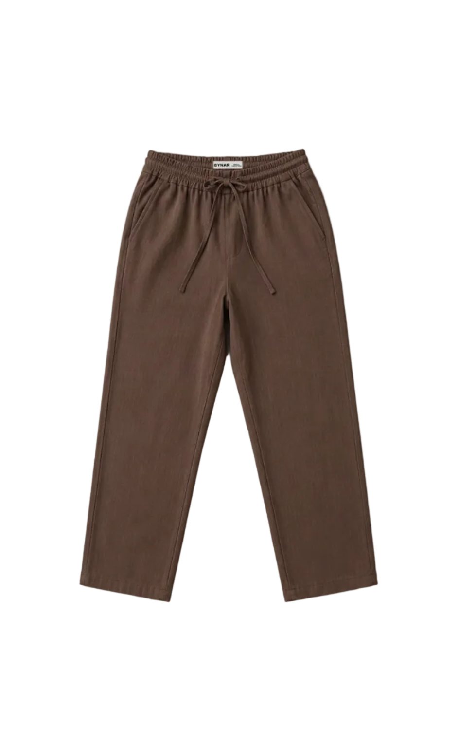 Cotton-Linen Relaxed Drawstring Pants – Brown