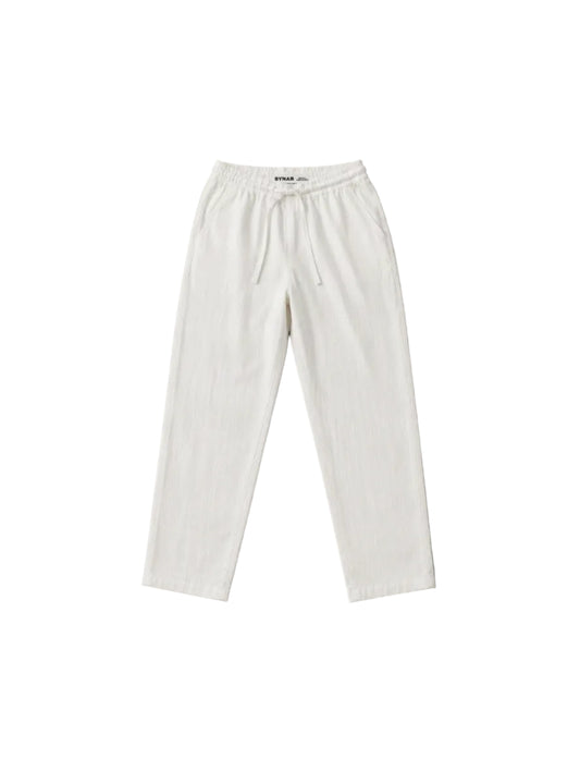 White Cotton-Linen Relaxed Pants