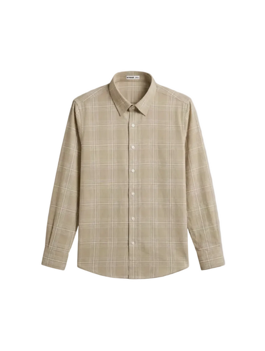 Beige&white  Windowpane Check Shirt