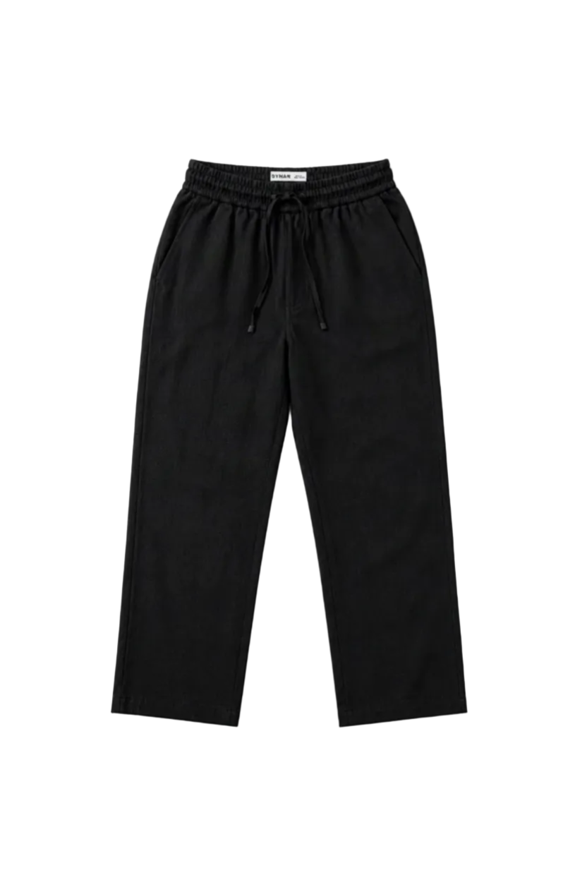Cotton-Linen Relaxed Drawstring Pants – Black
