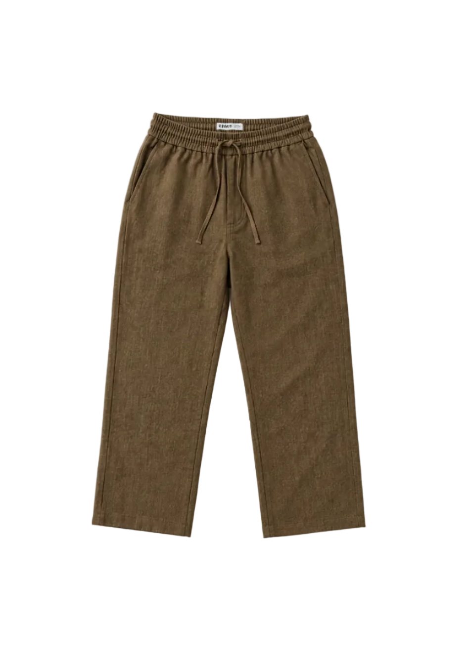 Cotton-Linen Relaxed Drawstring Pants – Olive Brown